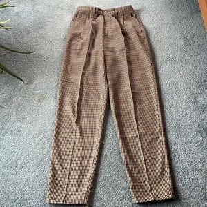Vintage 90s Dress Pants. Tan w/ colors of blue, red, & green. Size 10.